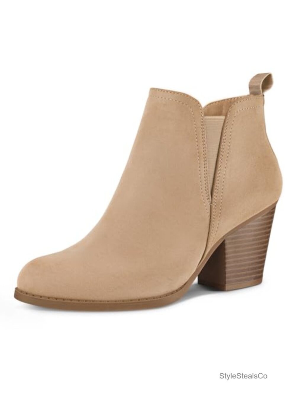 Women's Ankle Boots Stacked Chunky Heel Booties with Side Zipper